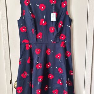 Draper James Navy Blue and Red Floral Dress
